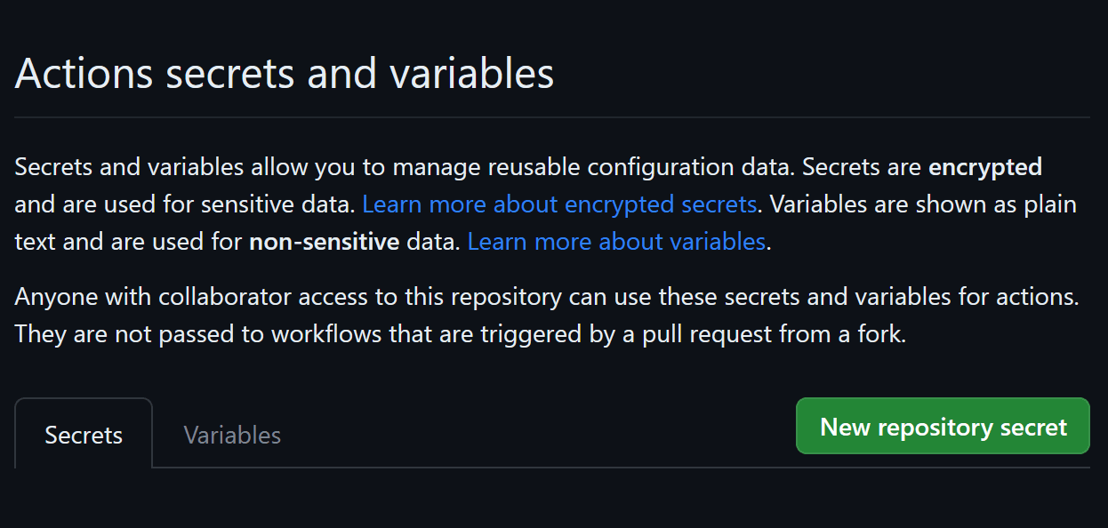 github actions secrets