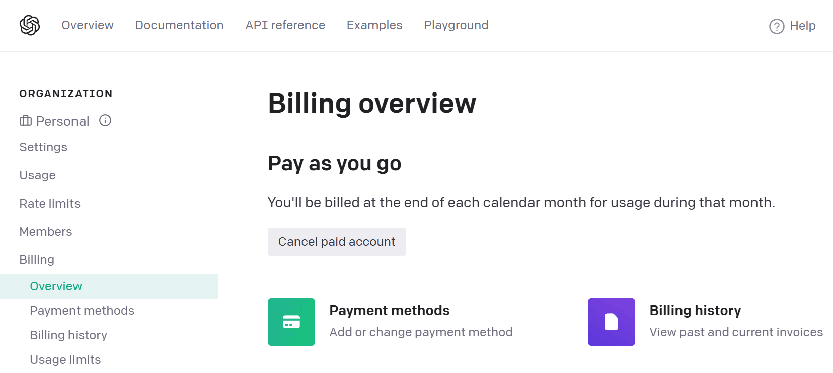 openai billing page